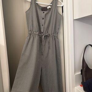 Vintage Blue: Monochrome Gingham Jumpsuit